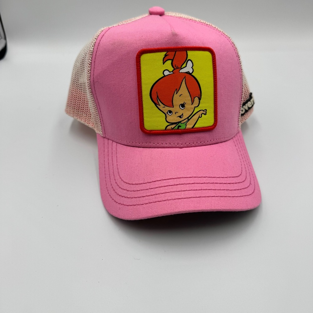 Overlord Pebbles Flintstone Pink Trucker Hat Mesh Snapback Cap Retro Cartoon